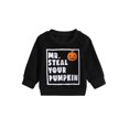 thumbnail image 1 of ZAXARRA Chandail à Capuchon pour Bébés Garçons, Chandail à Manches Longues Col Rond Imprimé Lettres Citrouille chandail Vêtements d'Halloween, 1 of 8