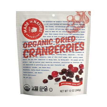Made in Nature Organic Dried Cranberries  12 Oz (1 Pack)