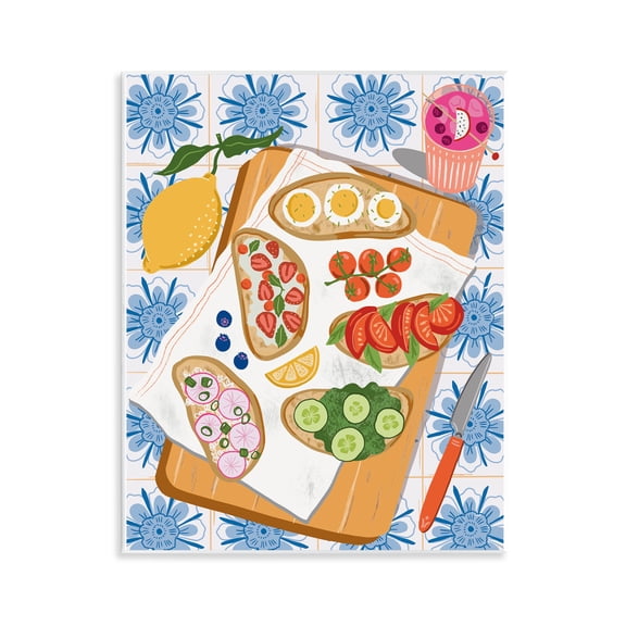 Stupell Industries Delicious Toasts on Florals Food & Beverage Painting Unframed Art Print Wall Art, 11 x 14