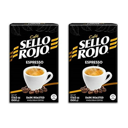 Café Sello Rojo Whole Bean Espresso | Dark Roast Whole Bean Coffee | 17.63 Ounce (Pack of 2)