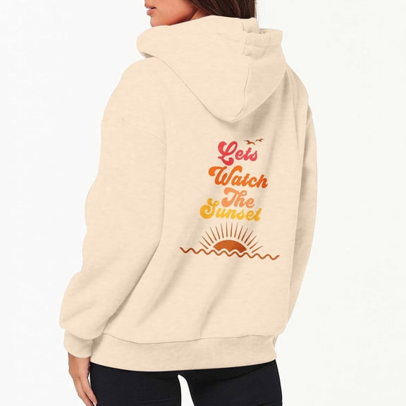 AOOCHASLIY Women Coat Women's Casual Printed Zippered Long Sleeved Hooded Sweater Jacket Top