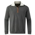 thumbnail image 4 of AWZXDE Men's Solid Color Half Zip Stand Collar Sweatshirt, Warm Casual Pullover No Hood Grey,L, 4 of 4
