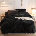 thumbnail image 1 of Juego de fundas de edredón HAIHUA Black Fluffy Twin con fundas de almohada, 1 of 9