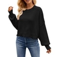 thumbnail image 2 of Baqcunre Sweaters For Women Autumn And Winter Europe And The United States Loose Short Pullover Sweater Cotton Fashion Long Sleeved Crew Neck Sweater Crop Tops Fall Outfits Women Trendy Black XL, 2 of 4