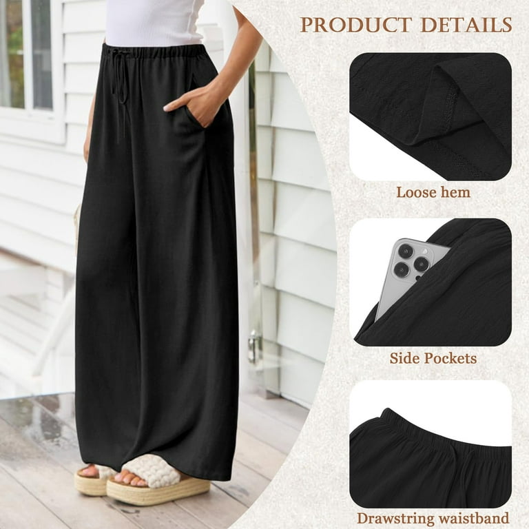 Black Pleat Hem Detail Linen Pant Black Pleat Hem Detail Linen Pant