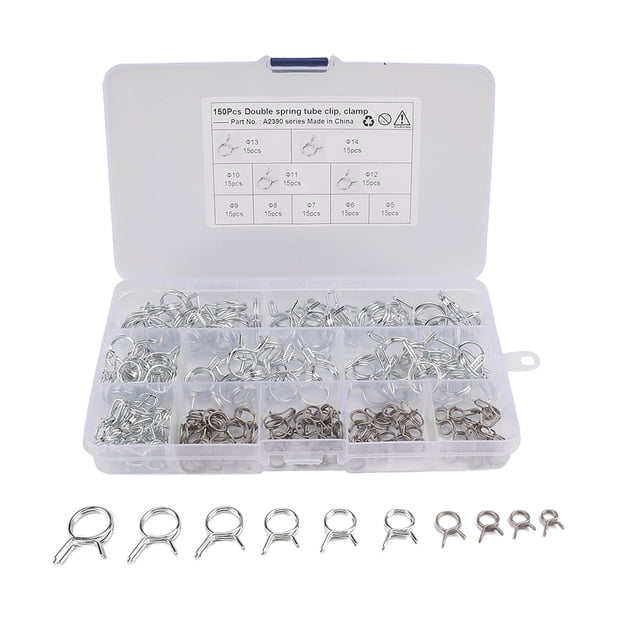 150 piezas, 10 ños, mangue línea de , clips de resorte, juegos de abrazaderas, 5 mm, 6 mm, 7 mm, 8 mm, , 10 mm, 11 mm, 12 mm, Macarena Abrazadera de resorte de doble línea
