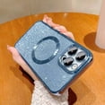 thumbnail image 3 of Magnetic Case for iPhone 13 Pro Max Compatible with MagSafe,Glitter Bling Phone Case for 13 Pro Max with Camera Len Protection for Women Shockproof TPU 6.7'' Case-Blue, 3 of 12