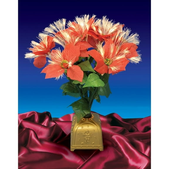 Northlight 20" Pre Lit Fiber Optic Poinsettia Live Plants in Plastic Silver Stand
