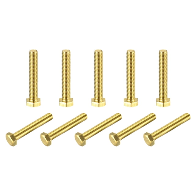 Unique Bargains Brass Hex Bolts, M5x30mm 10 Pack Fully Thread Grade 4.8 Machine Screws