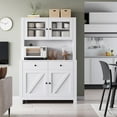 thumbnail image 7 of Garvee Kitchen Pantry Cabinet with Microwave Stand, Freestanding Hutch with Buffet Storage, Tall Adjustable Shelves, White, 7 of 7