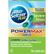 Alka-Seltzer Plus Maximum Strength Powermax Severe Sinus, Allergy & Cough Liquid Gels, 16 Ct