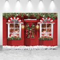 thumbnail image 2 of Mocsicka fondos de casa roja de Navidad para fotografía, Corona de Navidad al aire libre, nieve, retrato de fondo, accesorios de estudio fotográfico para niños y niñas, 2 of 3