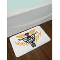 thumbnail image 2 of Motorcycle Bath Mat, Tribal Inspired Tattoo Design Flying Skull at Wheel Cool Vibes, Plush Bathroom Decor Mat with Non Slip Backing, 29.5" X 17.5", Orange and Charcoal Grey, by Ambesonne, 2 of 2