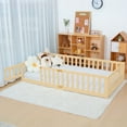 thumbnail image 2 of MOPHOTO Toddler Floor Bed,Montessori Floor Frame with Rails & Lockable Door,Twin Size Kid Beds for Toddlers 1-3 Years Old(Nature), 2 of 10