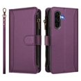 thumbnail image 2 of For Samsung Galaxy A36 5G Wallet Phone Case-PU Leather Magnetic Flip Cover with 9 Credit Card Slots,Zipper Pocket & Detachable Wrist Strap,Shockproof,Purple,For Galaxy A36 5G, 2 of 9