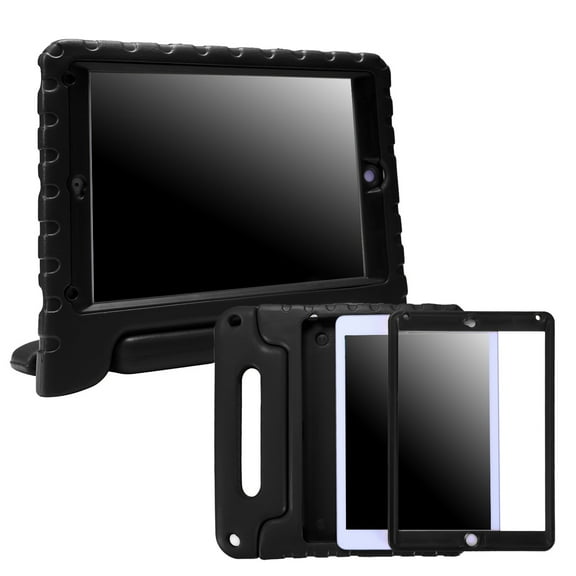 HDE iPad 2017 9.7-inch Bumper Case for Kids Shockproof Hard Cover Handle Stand with Built in Screen Protector for 5th Generation Apple iPad 9.7 inch (Black, March 2017 Release)