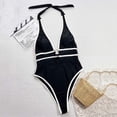 thumbnail image 6 of Royisotas One Piece Swimsuit for Women Color Block V Neck Backless Beach Pool Party High Leg Cut Summer, 6 of 8