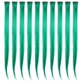 thumbnail image 1 of 10 piezas Extensiones de cabello de color verde Postizo para mujer Extensiones de cabello decorativas Extensiones de cabello para niña con pinzas para el cabello (recto), 1 of 5