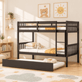 thumbnail image 2 of SESSLIFE Twin Over Twin Bunk Bed with Trundle, Convertible Wood Bunk Bed Frame with Ladder & Safety Guardrail, Separates into 2 Twin Beds, Space-Saving for Kids Bedroom, Guest Room, Espresso, 2 of 8