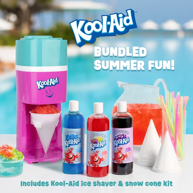 Kool-Aid Snow Cone Maker Party Kit, (3) 16oz Flavored Syrups, 20