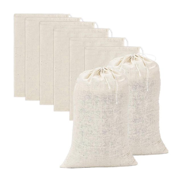 Bolsas de muselina LANNMXG 20 piezas Bolsas de algodón con cordón para preparar té 8 X 12 pulgadas