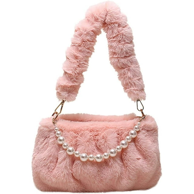 LHSHID Womens Faux Fur Hobo Bag Chic Shoulder Bag Handbag for Work & School
