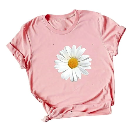 

Simplmasygenix Women Tops Summer Clearance Plus Size Women Short Sleeve Floral Printed Sunflower O-Neck Tops T-Shirt Blouse
