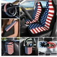 thumbnail image 2 of Garronmavis 15pcs American Flag Automobile Interior Sets Car Front and Rear Seat Cover Steering Wheel Cover Seat Belt Cover Coasters Rearview Mirror Cover Car Garbage Can Air Vent Mount Phone Holder, 2 of 7