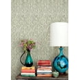 thumbnail image 3 of Chesapeake Karachi Aqua Wooden Damask Wallpaper, 20.5-in by 33-ft, 3 of 5