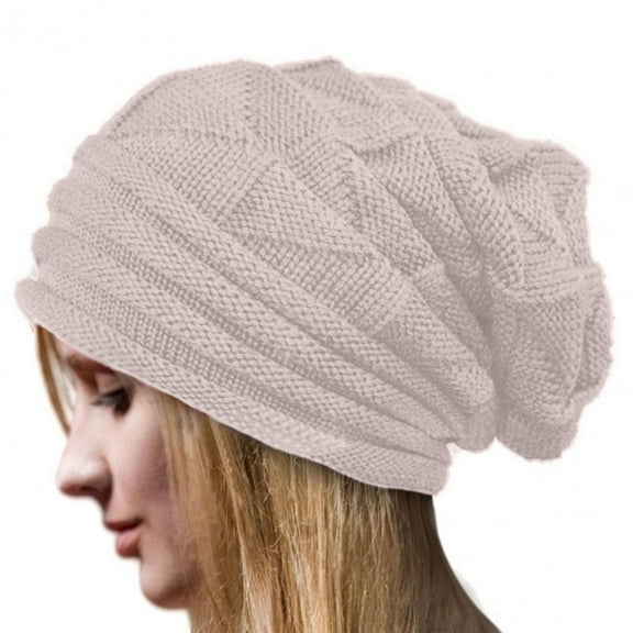Ovticza Beanies Women Satin Lined Beanie Winter Hats for Women Silk Lined Slouchy Beanie for Winter Warm Knit Beanie Hat Beige One Size