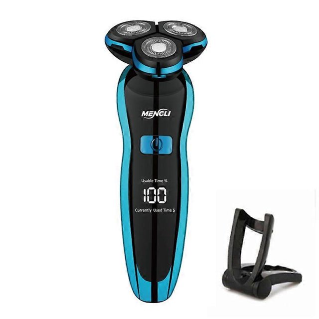Rasoir Électrique Rasoir Rotatif Tondeuse à Barbe Rechargeable Machine à Raser pour Hommes Usage Humide-Sec Double Étanche