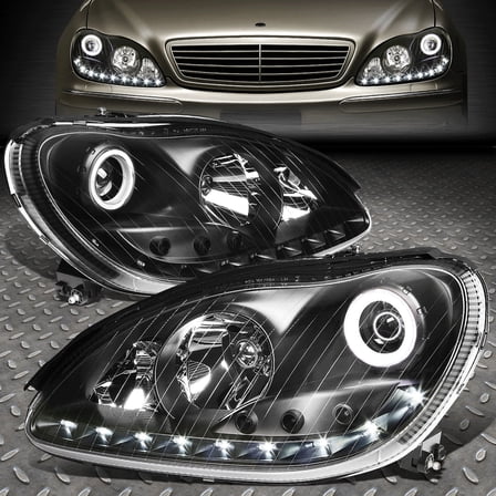 Nuvision for 00-06 Mercedes S-Class W220 Black Housing LED DRL Projector Headlight