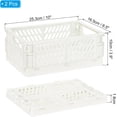 thumbnail image 2 of PATIKIL Collapsible Basket, 2 Pcs 10 x 6.5 x 3.9 Inch Stackable Storage Crates Foldable Plastic Baskets Desk Organizing Container for Home Kitchen Office, White, 2 of 5