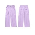 thumbnail image 3 of Usaibhir Girls Cargo Pants Casual Drawstring Jogger Sportswear Parachute Pants 7-14T, 3 of 8