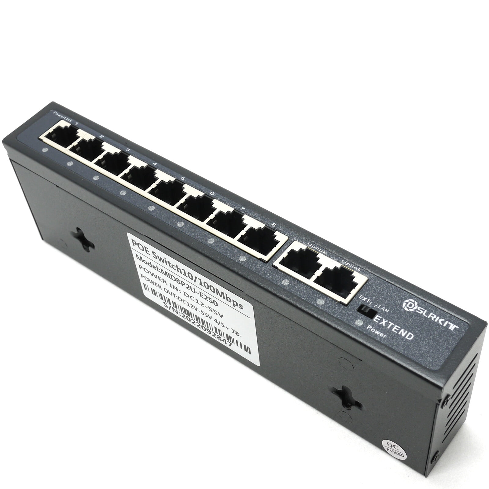 DSLRKIT 250m 10 Ports 8 PoE Switch Injector Power Over Ethernet 52V 120W max140W