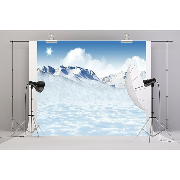 EREHome Polyester Fabric 7x5ft Snow Backdrop Snow Mountain Photography Background