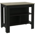 thumbnail image 2 of TUHOME Cala 3-Shelf Wooden Casual Kitchen Island, Black Base/Light Oak Top, 2 of 10