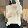 thumbnail image 4 of TKLPEHG Womens Long Sleeve Tops V Neck Knitted Sweaters Pullover Lightweight Classic Solid Color Loose Fashion Casual Pullover (Beige,XXL), 4 of 5