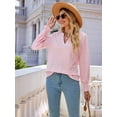 thumbnail image 5 of Women'S Casual Long Sleeve V-Neck Pullover Shirt Top Pink XXL, 5 of 8