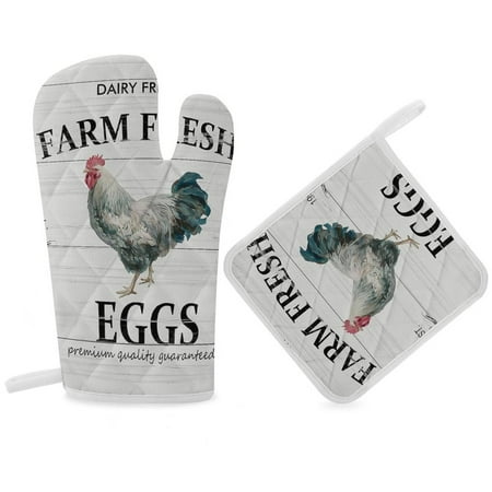

Farm Animal Rooster Rustic Wood Grain Oven Gloves And Pots Stand Set Oven Gloves And Pot Racks Pot Racks And Oven Gloves Set
