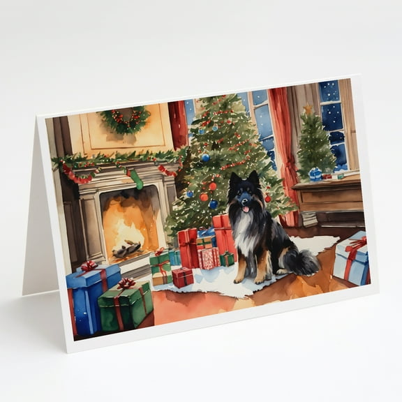 Keeshond Cozy Christmas Greeting Cards Pack of 8 7 in x 5 in
