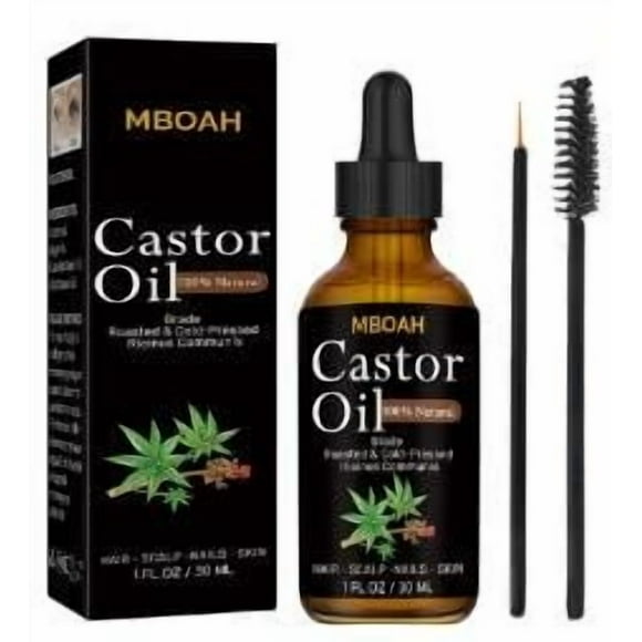 Aceite esencial de ricino jamaicano para el cuidado natural del cabello y la piel. Tostado y prensado en frío. Ideal para masajear el cuero cabelludo, el cabello y las uñas. 30 ml de aceite capilar.