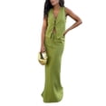 thumbnail image 3 of Women Maxi Skirt Set 2 Piece Outfits Sleeveless Top Maxi Skirt Going Out Two Piece Skirt Set Green S, 3 of 7