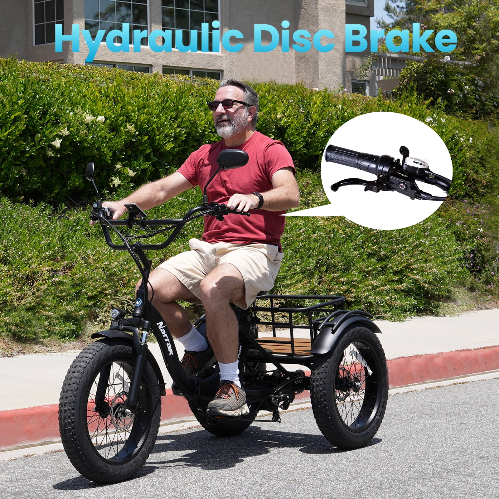 Electric Folding Tricycle for Adults, 750W(Peak 1350W), 48V13Ah Ebike, 20"x4.0" Aluminum Folding Fat Tire 3 Wheel Electric Trike, Max 20MPH Hydraulic Brake, Rear Motor Differential