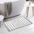 thumbnail image 4 of Alfombra de baño REGALWOVEN, extra suave y absorbente, alfombras de baño de microfibra esponjosa, alfombra de piso antideslizante a rayas gris 20" x 32", 4 of 6