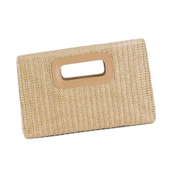 FENOHREFE Straw Clutch Handbag Summer Beach Straw Purse for Women Woven Beach Bag Straw Shoulder Crossbody Bag Evening Handbag