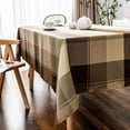 thumbnail image 2 of Plaid Check Rectangle Tablecloth Cotton Linen Textured Holiday Table Cover Waterproof Wrinkle Resistant Classic Tabletop Decoration Kitchen Dining Room, 60" x 120", Taupe, 2 of 6