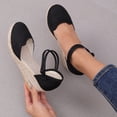 thumbnail image 4 of Espadrilles for Women Wedge Sandals with Ankle Strap 2026 Summer Beach Vacation Casual Comfy Closed Toe Platform Heels Black Size 7.5, 4 of 7