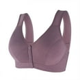 thumbnail image 2 of LOVZFMLL Bras for Women Solid Color Comfort Soft Breathable Bras No Underwire Push Up Front Closure Bra Everyday Bralettes Purple L, 2 of 3