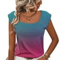thumbnail image 2 of EINCcm Women's Square Neck Blouse Trendy Short Sleeve 2024 Summer Tunic Tshirts Casual Loose Fit Tops, 2 of 8